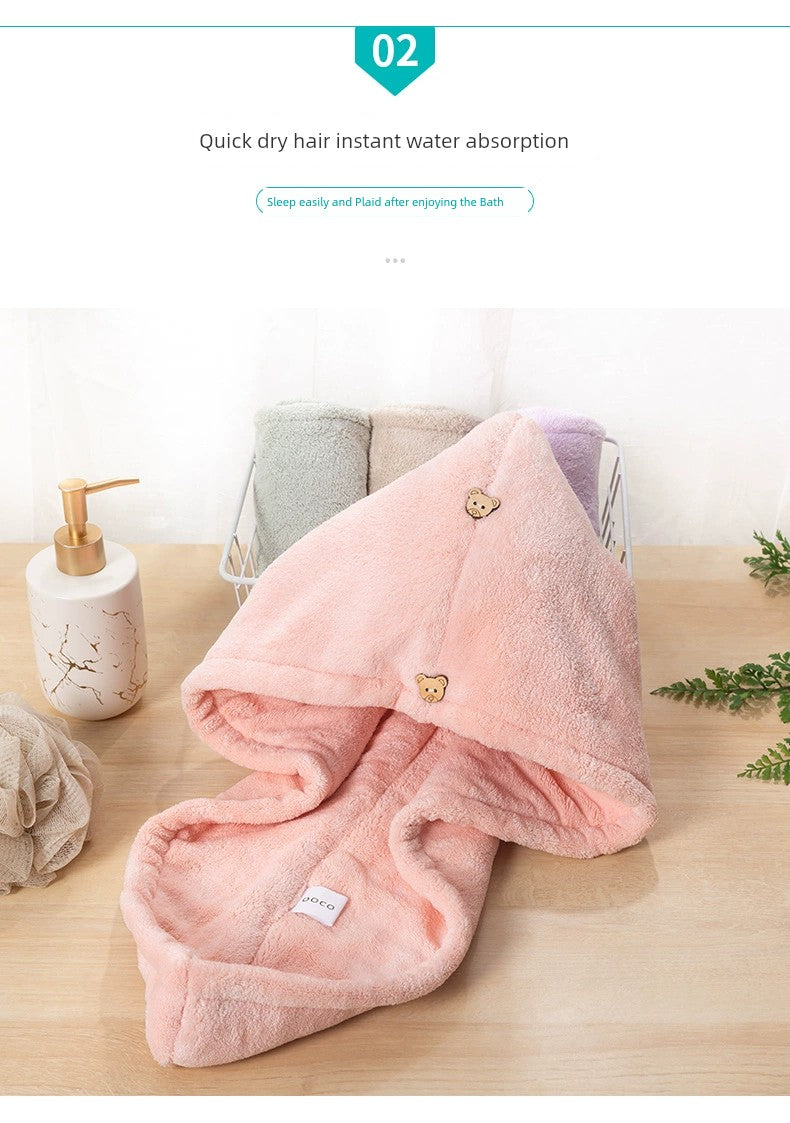 Student Bath Towel Double Layer Thickened Quick Hair Dry Cap