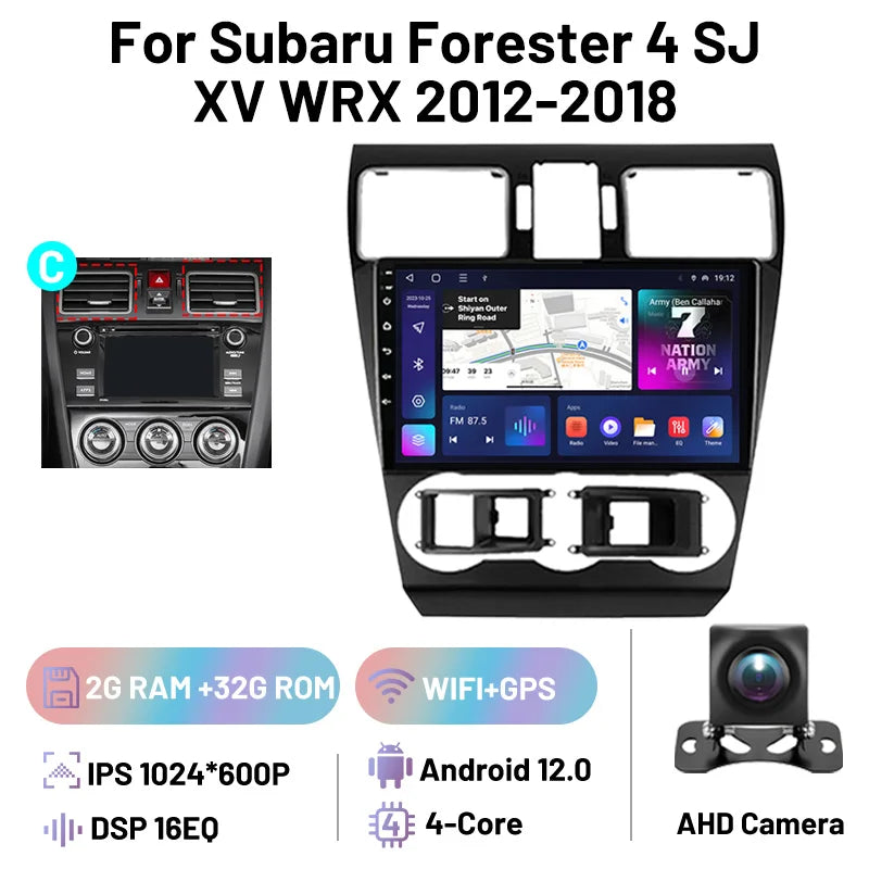Car Stereo Carplay Android Auto Wireless 8 Core For Subaru Forester 4 SJ XV WRX 2012-2018 Audio DSP FM AM Multimedia Player Auto