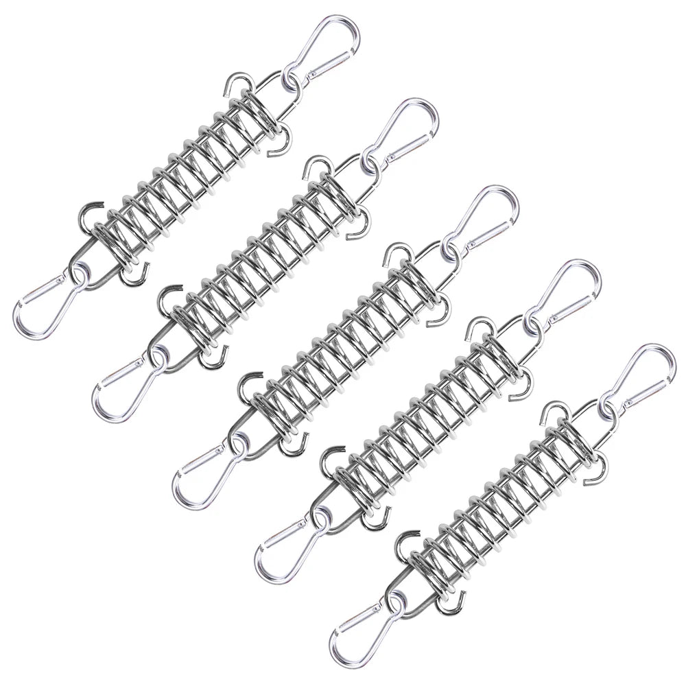 5/10Pcs/set Steel Tent Wind Rope Spring Buckle Tent Tensioner Camping Deck Pegs with Carabiner Clips Awning Tightener Fixed Hook