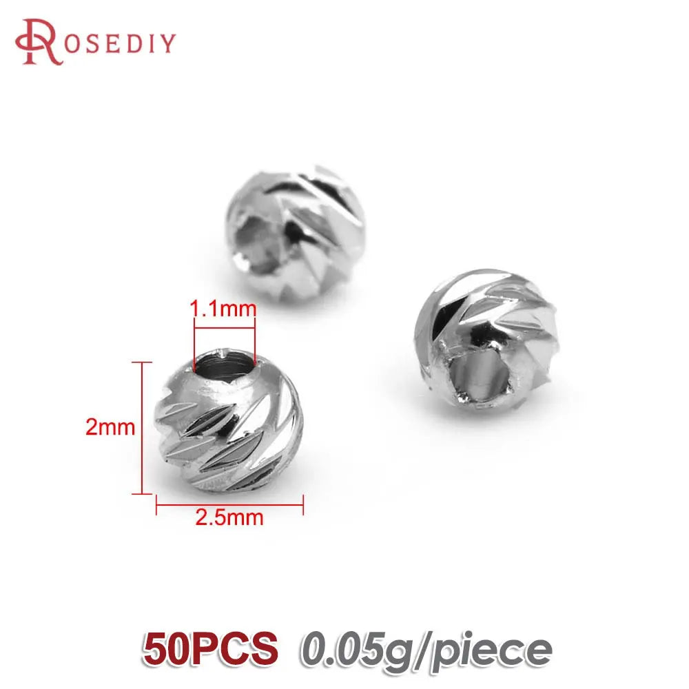 2.5MM 3MM 4MM 5MM 6MM 8MM Brass Faceted Round Ball Necklaces Bracelets Spacer Beads Jewelry Making Supplies Findings Accessories