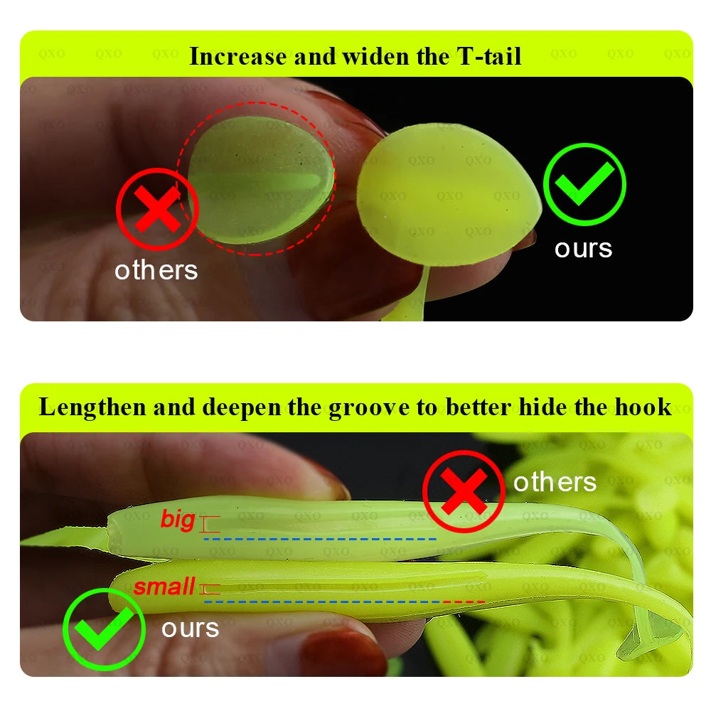 QXO 50 Pcs/Lot 7cm 10cm Soft Lure Shad Wobbler Silicone Bait Sea Worm Swimbait Streamer Silicone Lure Spinnerbait  Accessories