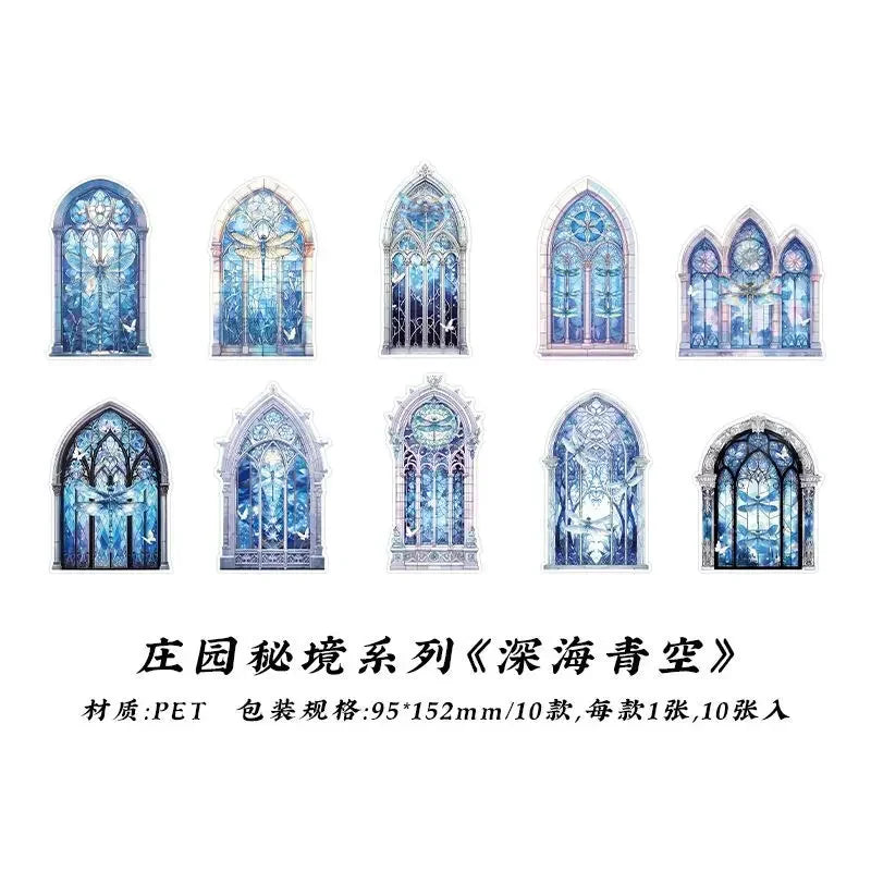 10 Pcs/pack Manor Mystery Series Decorative Sticker Retro Flowery Window Collage Scrapbooking Label Diy Diary Journal Planner