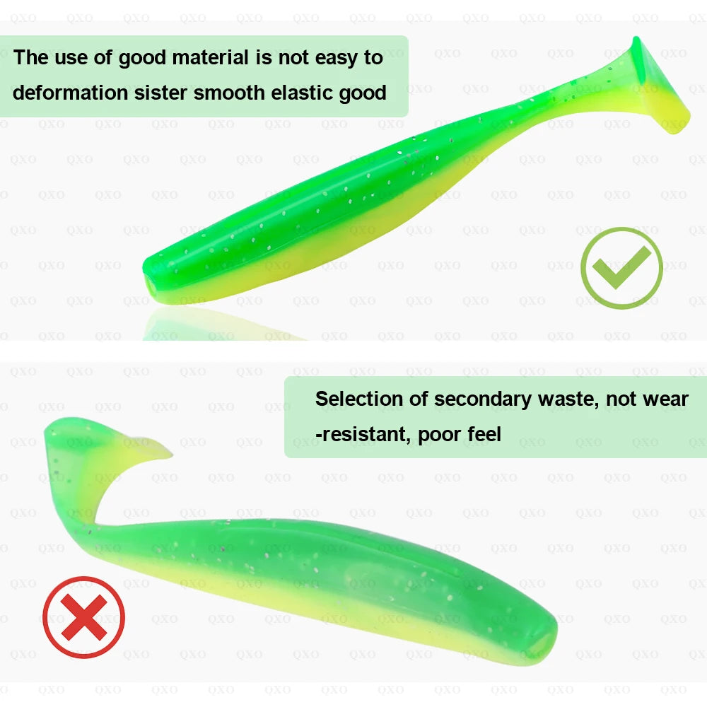 QXO 50 Pcs/Lot 7cm 10cm Soft Lure Shad Wobbler Silicone Bait Sea Worm Swimbait Streamer Silicone Lure Spinnerbait  Accessories