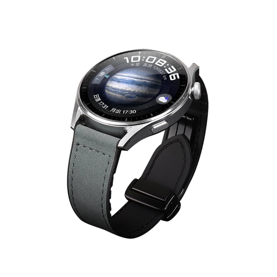Magnetic leather watch strap, compatible with Huawei/Xiaomi/Samsung, Galaxy Watch 3 45/46mm, women's and men's 22mm watch straps