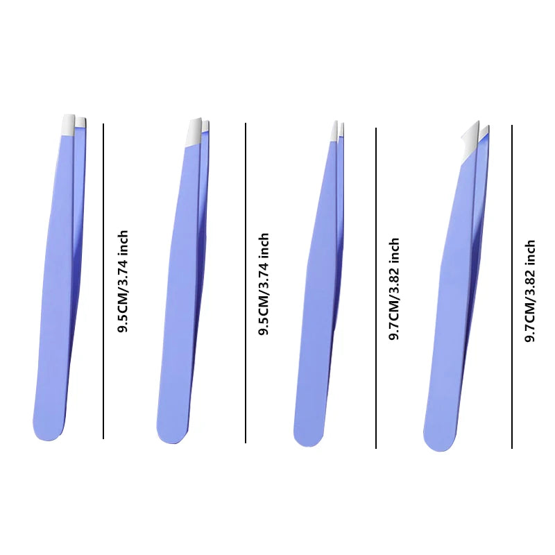 4Pcs Eyebrow Hair Removal Tweezers Stainless Steel Eyelash Clip Professional Lash Tweezer Set Eyebrow Forceps Tip Makeup Tools
