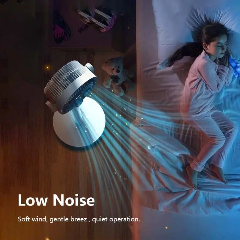 Electric Stand Floor fan Night Light Adjustable Height Remote Control Air Circulation Fan USB Portable Stand Fan Bedroom Home