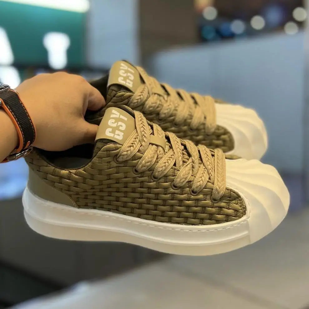 Designer Striped Patchwork Breathable Shoes Man Fashion Soft Lightweight Skateboard Sneakers Retro Camel Summer Shoes Trend 2025