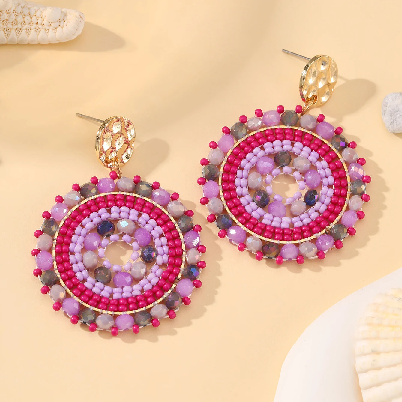 INKDEW Round Bohemia Drop Earrings for Women Big Long Earrings Handmade Crystal Faceted Beads Earrings Jewelry Gift boho EA092