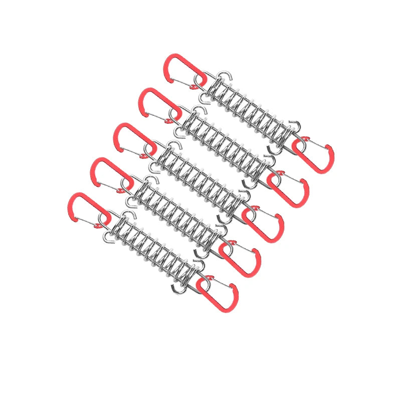 5/10Pcs/set Steel Tent Wind Rope Spring Buckle Tent Tensioner Camping Deck Pegs with Carabiner Clips Awning Tightener Fixed Hook