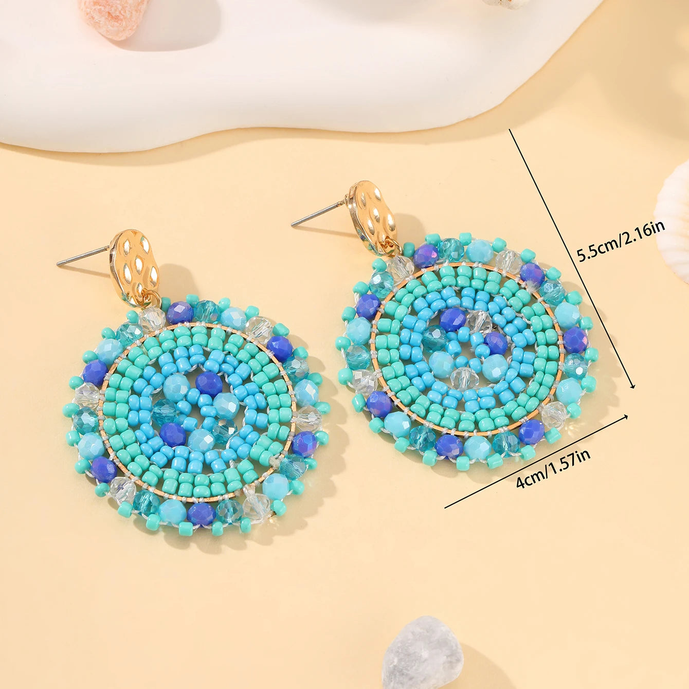 INKDEW Round Bohemia Drop Earrings for Women Big Long Earrings Handmade Crystal Faceted Beads Earrings Jewelry Gift boho EA092
