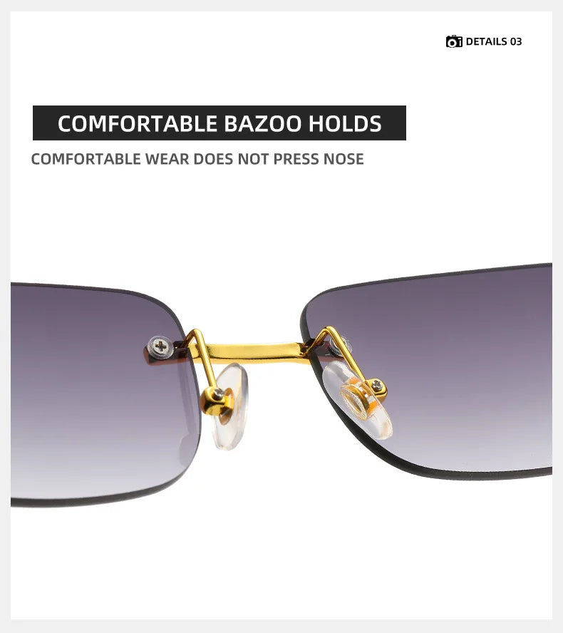 Vintage Sunglasses Rimless Cut Edge Sunglasses Fashion Designer Shades Luxury Golden Leopard Frame Sunglasses UV400