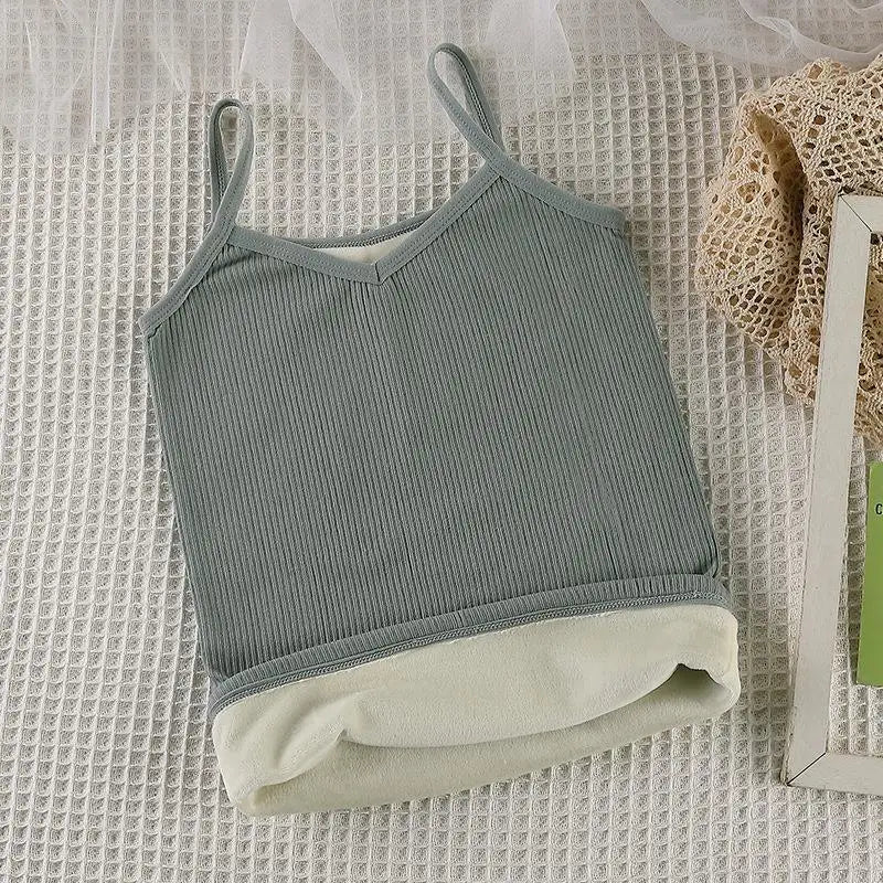Women Sleeveless Top Thin Velvet Corset Top Winter Warm Fleece Tank Tops Breathable Solid Loose Comfortable Woman T-shirt Female