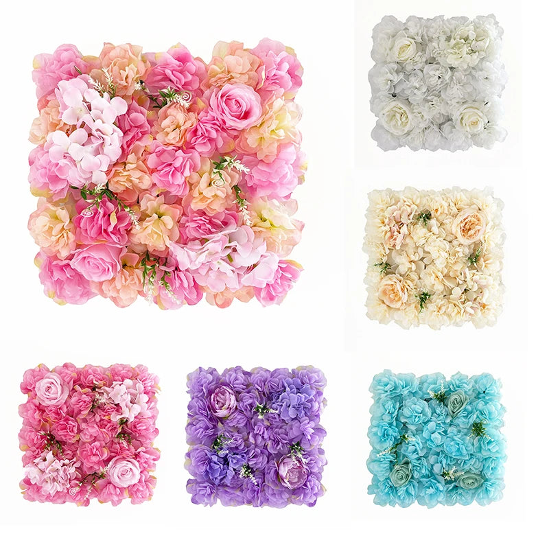 Artificial Rose Flower Wall Panels with Hydrangea Peony for Baby Shower Background Home Party Activities Or Wedding Decoration