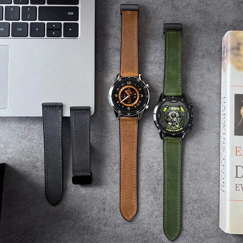 Magnetic leather watch strap, compatible with Huawei/Xiaomi/Samsung, Galaxy Watch 3 45/46mm, women's and men's 22mm watch straps