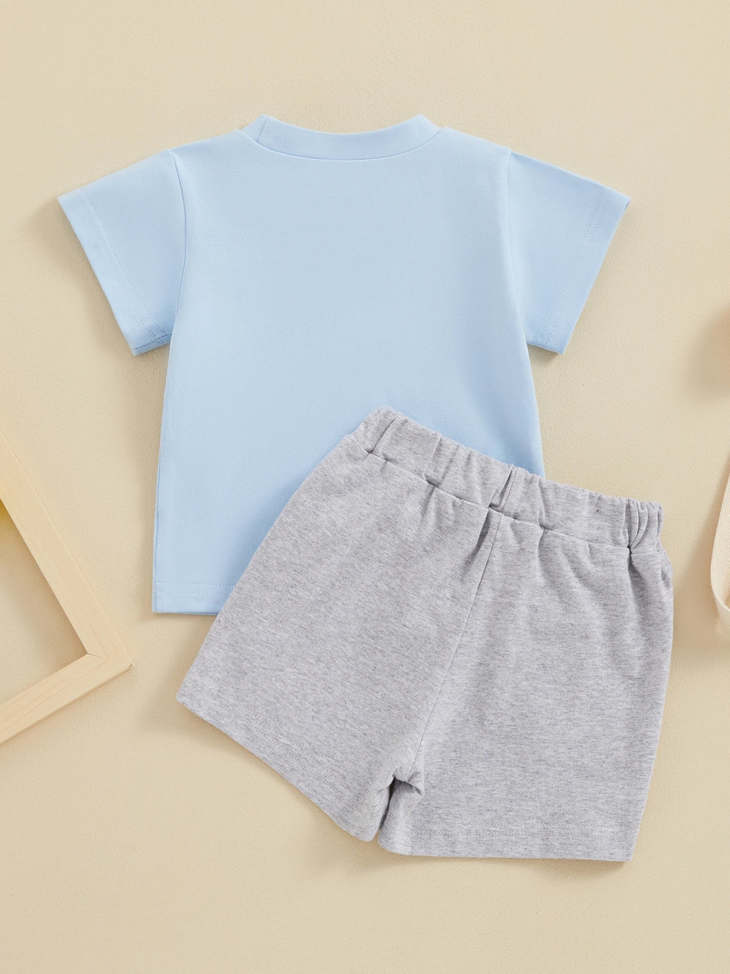 Baby Boy Easter Outfit Round Neck Short Sleeve Letter Print Tops Elastic Waist Shorts 2 Piece Summer Set for Infant Toddler