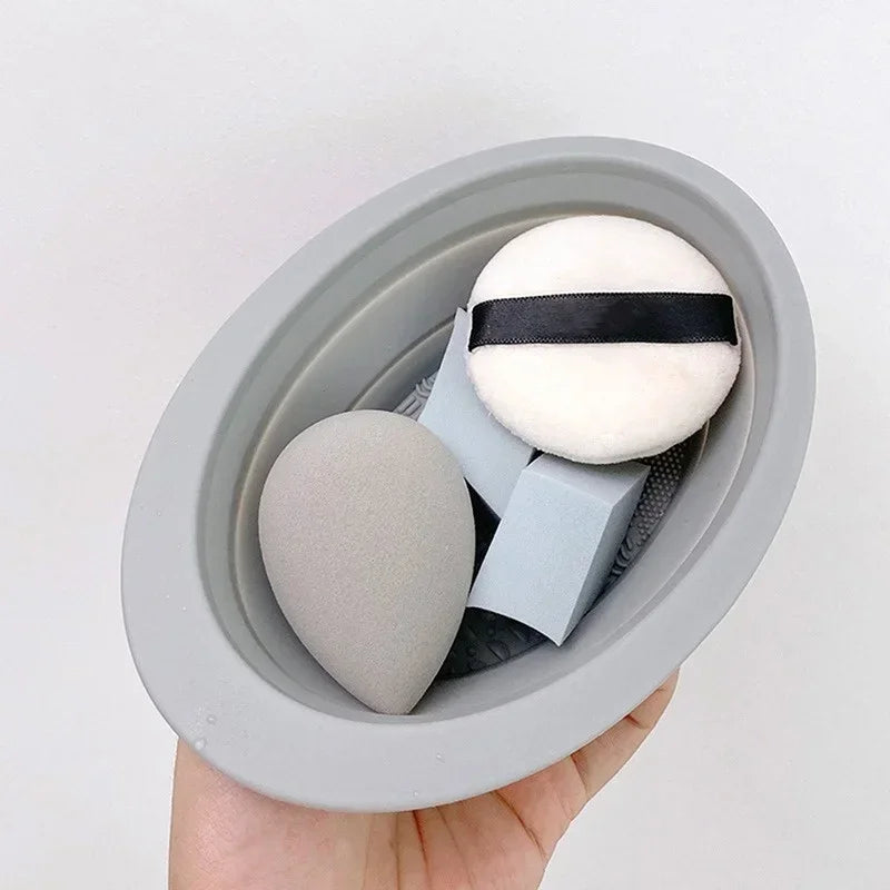 Silicone Makeup Brush Cleaner Bowl Foldable Cleaning Mat Cosmetic Foundation Eyeshadow Powder Brushes Cleaner Tools for Makeup