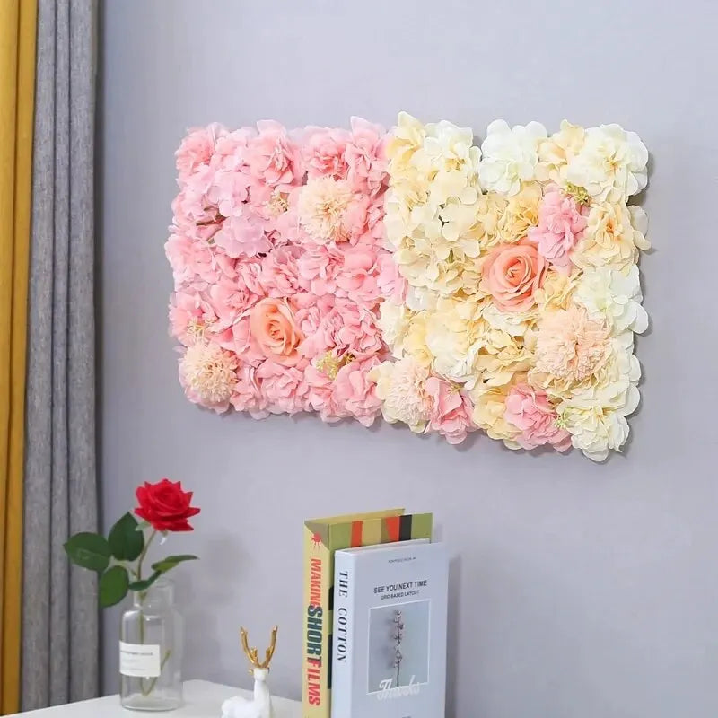 Artificial Rose Flower Wall Panels with Hydrangea Peony for Baby Shower Background Home Party Activities Or Wedding Decoration