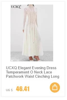 UCXQ Square Neck Lace Embroidery Elegant Long Dress Fairycore Waist Sleeveless Camisole Dresses Women 2025 Spring Summer 23A8639
