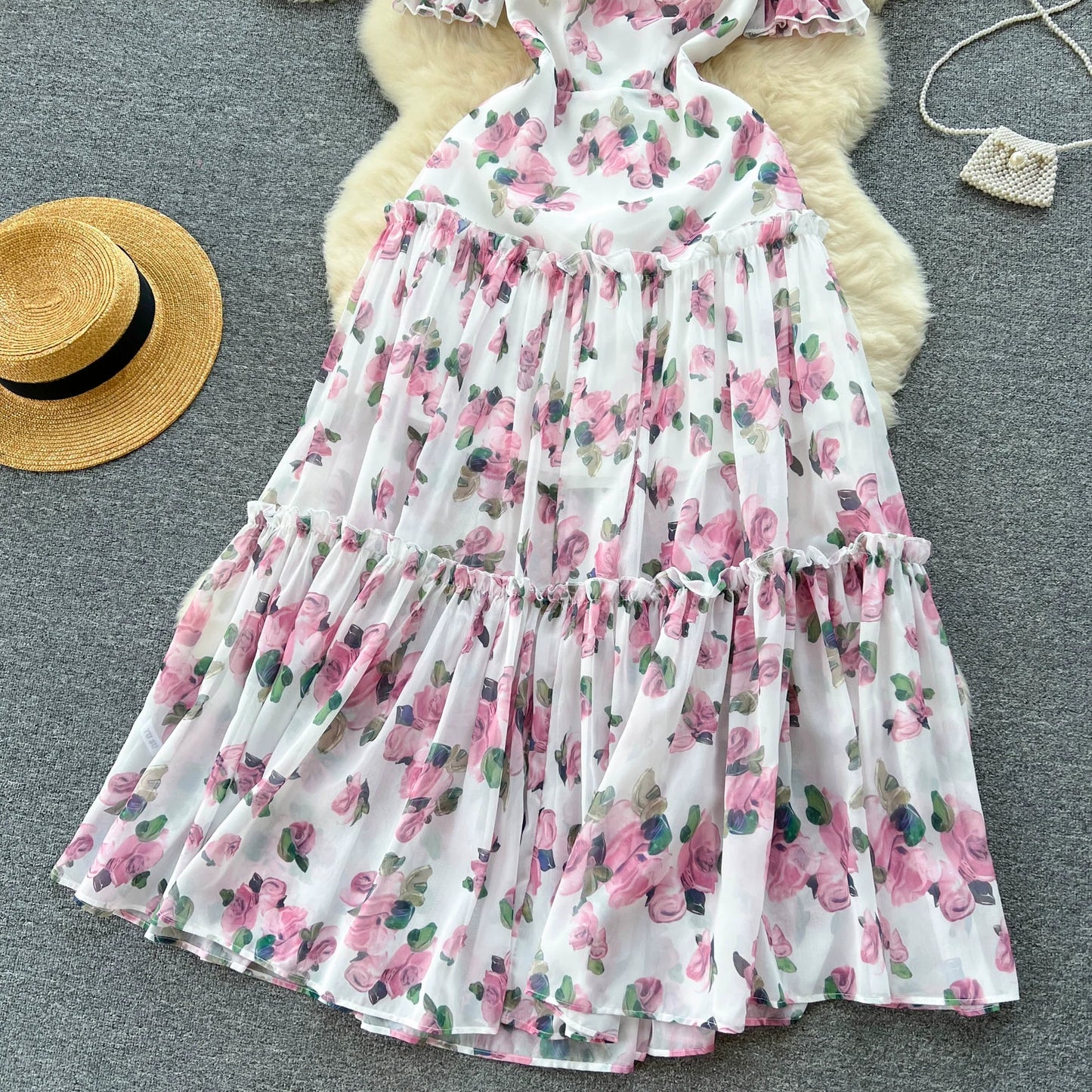 SINGREINY Beach Vacation Floral Print Dress Women Backless Lace Up Cross Bandage Ruched Korean Hotsweet Fashion Party Long Dress