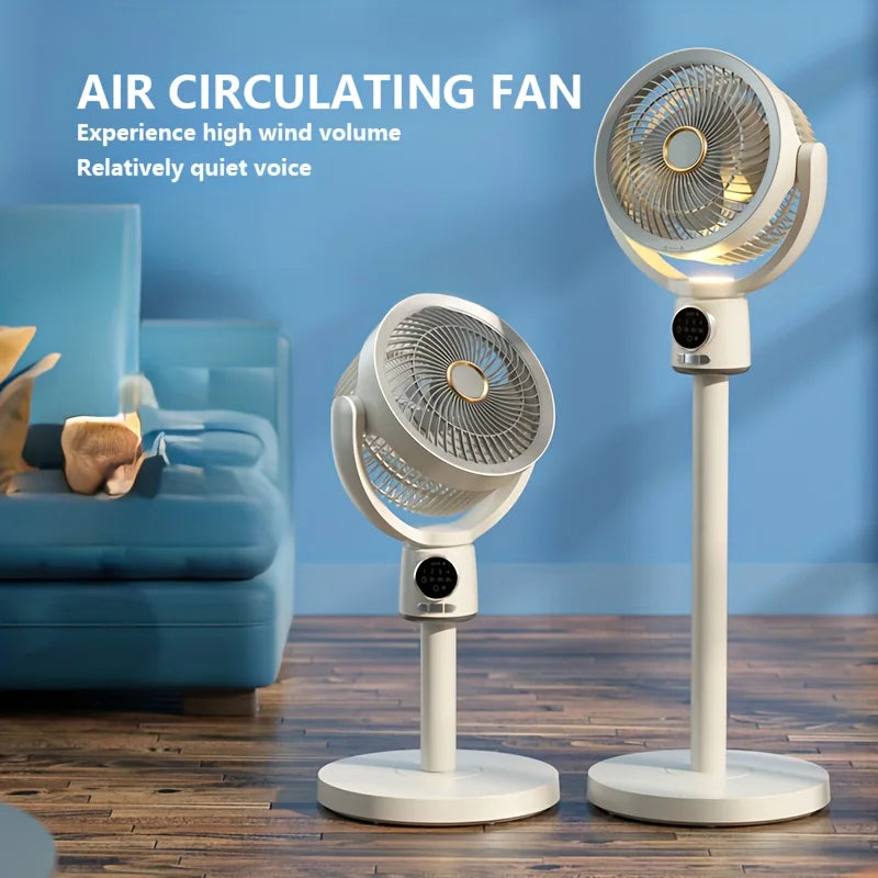 Electric Stand Floor fan Night Light Adjustable Height Remote Control Air Circulation Fan USB Portable Stand Fan Bedroom Home