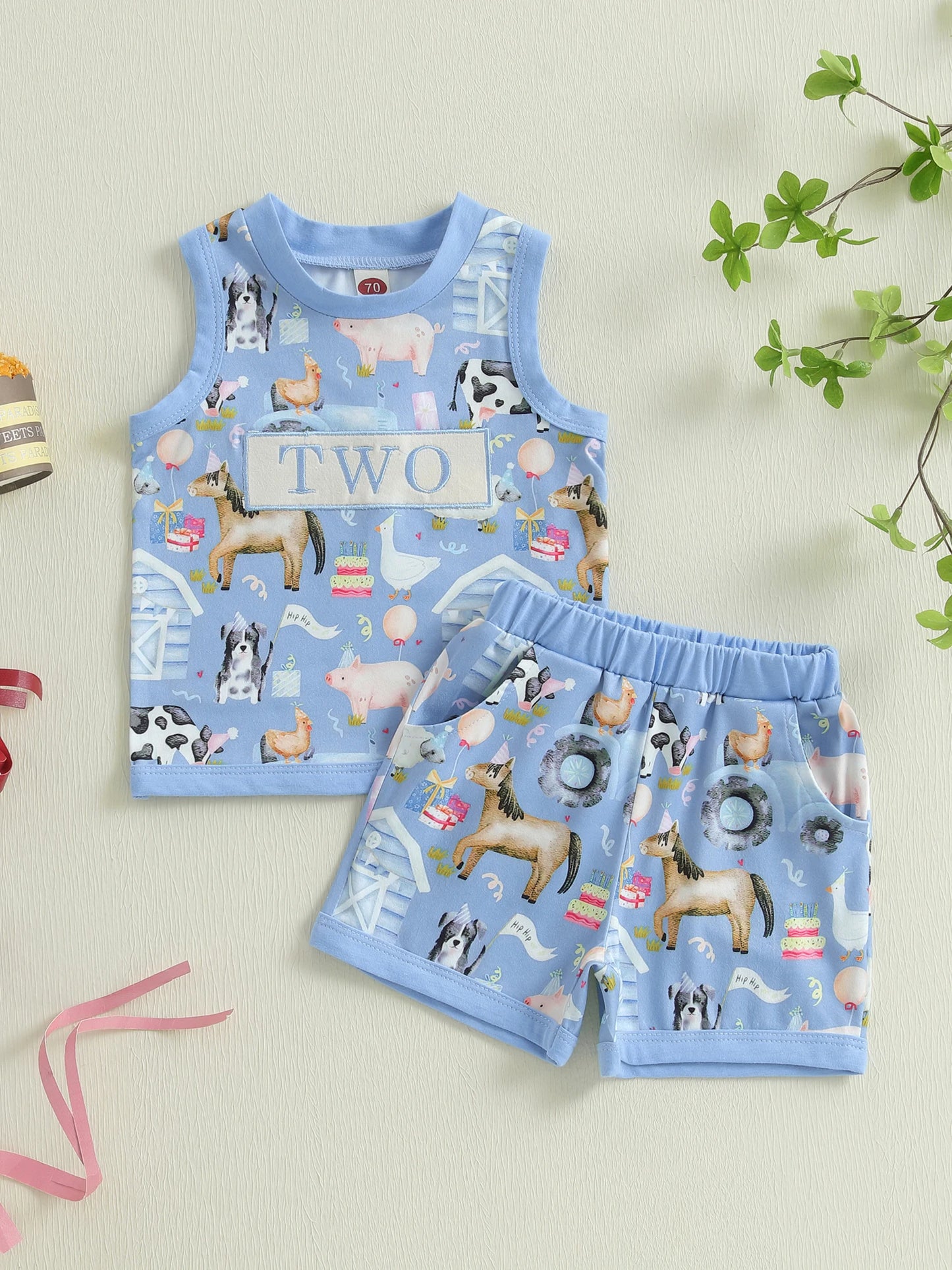 Baby Girl Birthday Outfit Floral Print Ruffle Sleeveless Top Elastic Waist Shorts 2 Piece Summer Set with Bow Headband