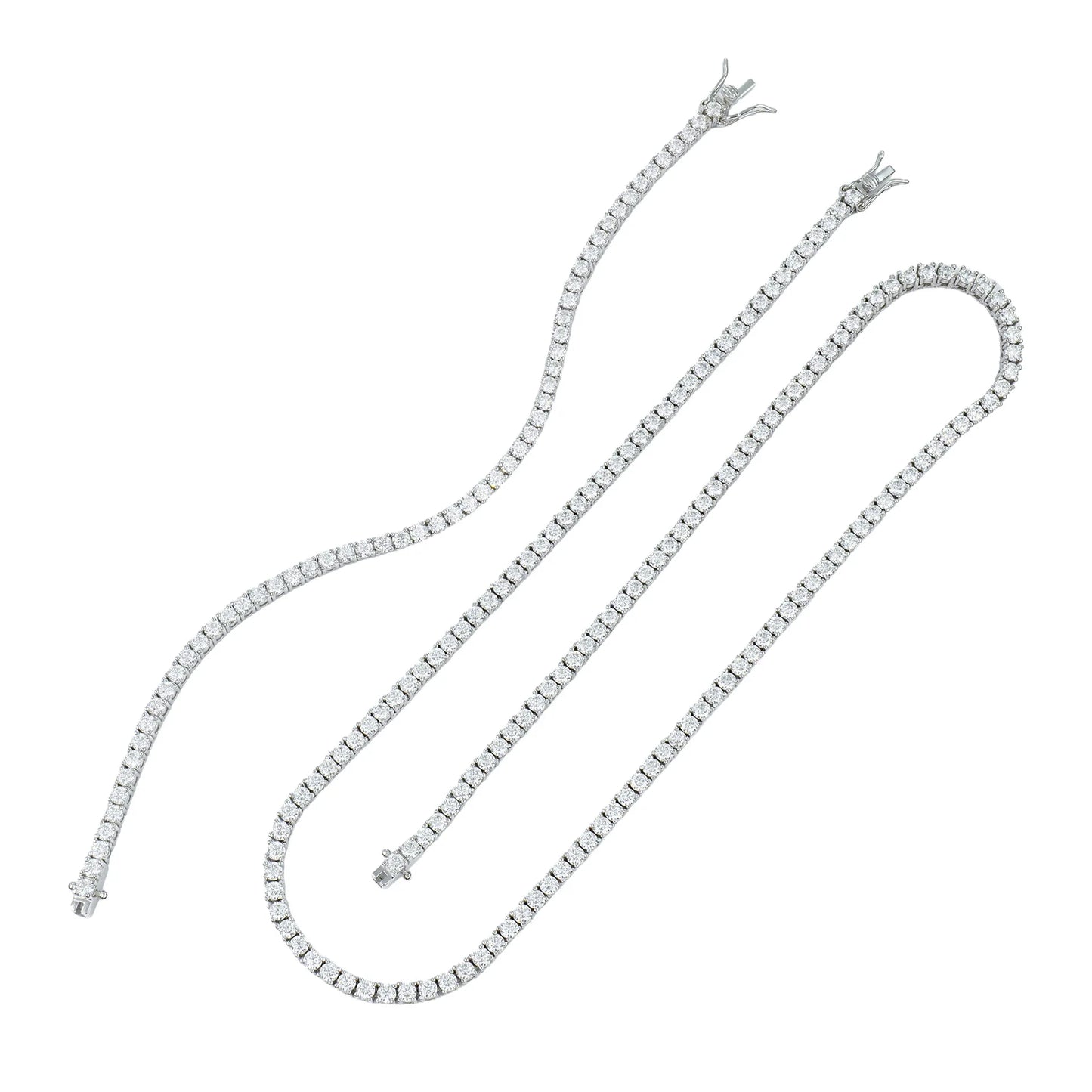 EWYA Full 2mm Moissanite VVS Micro Tennis Chain for Women Men 925 Silver Passes Diamond Tester 16 18 20 to 25 inch Necklace Gift