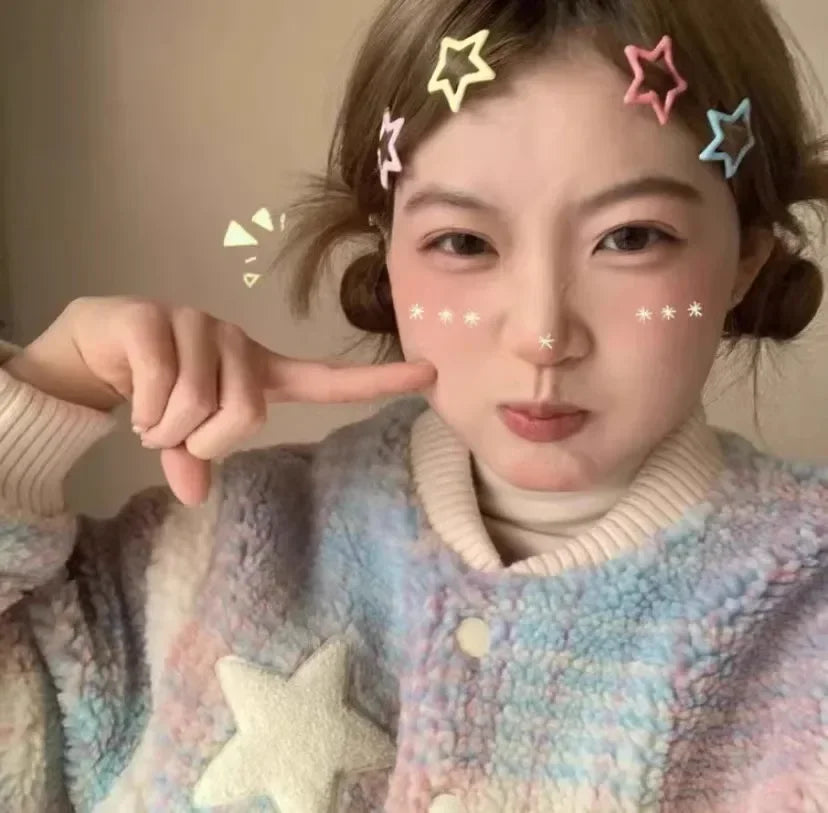 Y2K Star Hairpins Girls Versatile Coloful Sweet Cool Hairclip Women Cute Bright BB Clips Multicolored Headwear Hair Accessories