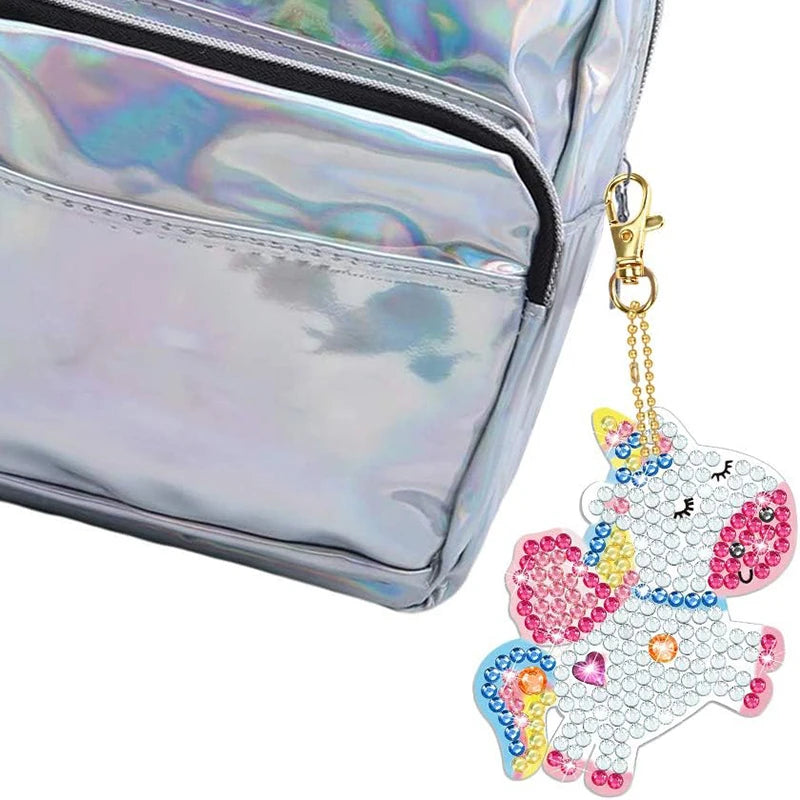 Kids Cartoon Mermaid Unicorn Big Gem Diamond Painting Kids Set Make Your Own Keychain Sticker Art Craft Kids Girls Gifts