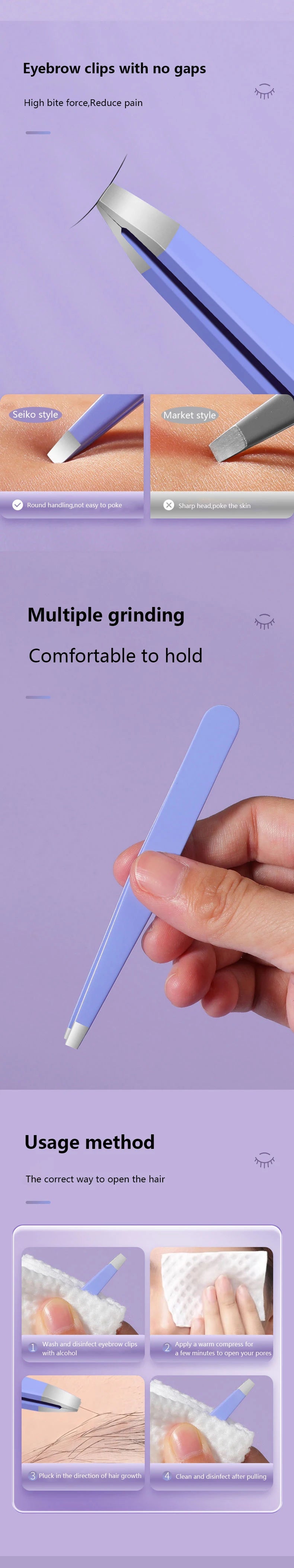 4Pcs Eyebrow Hair Removal Tweezers Stainless Steel Eyelash Clip Professional Lash Tweezer Set Eyebrow Forceps Tip Makeup Tools
